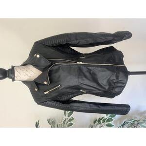 Bellivera Women's Black Faux Leather Moto Jacket Size Medium